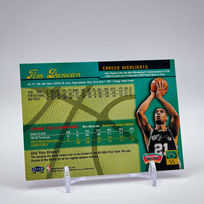 Tim Duncan – 1998-99 Fleer Ultra Base #55 – San Antonio Spurs - back