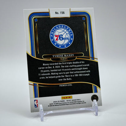 Tyrese Maxey – 2024-25 Panini Select Premier Level Blue #156 – Philadelphia 76ers - back