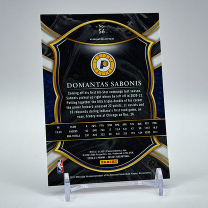 Domantas Sabonis – 2020-21 Panini Select Concourse Blue Retail Base #56 – Indiana Pacers - back