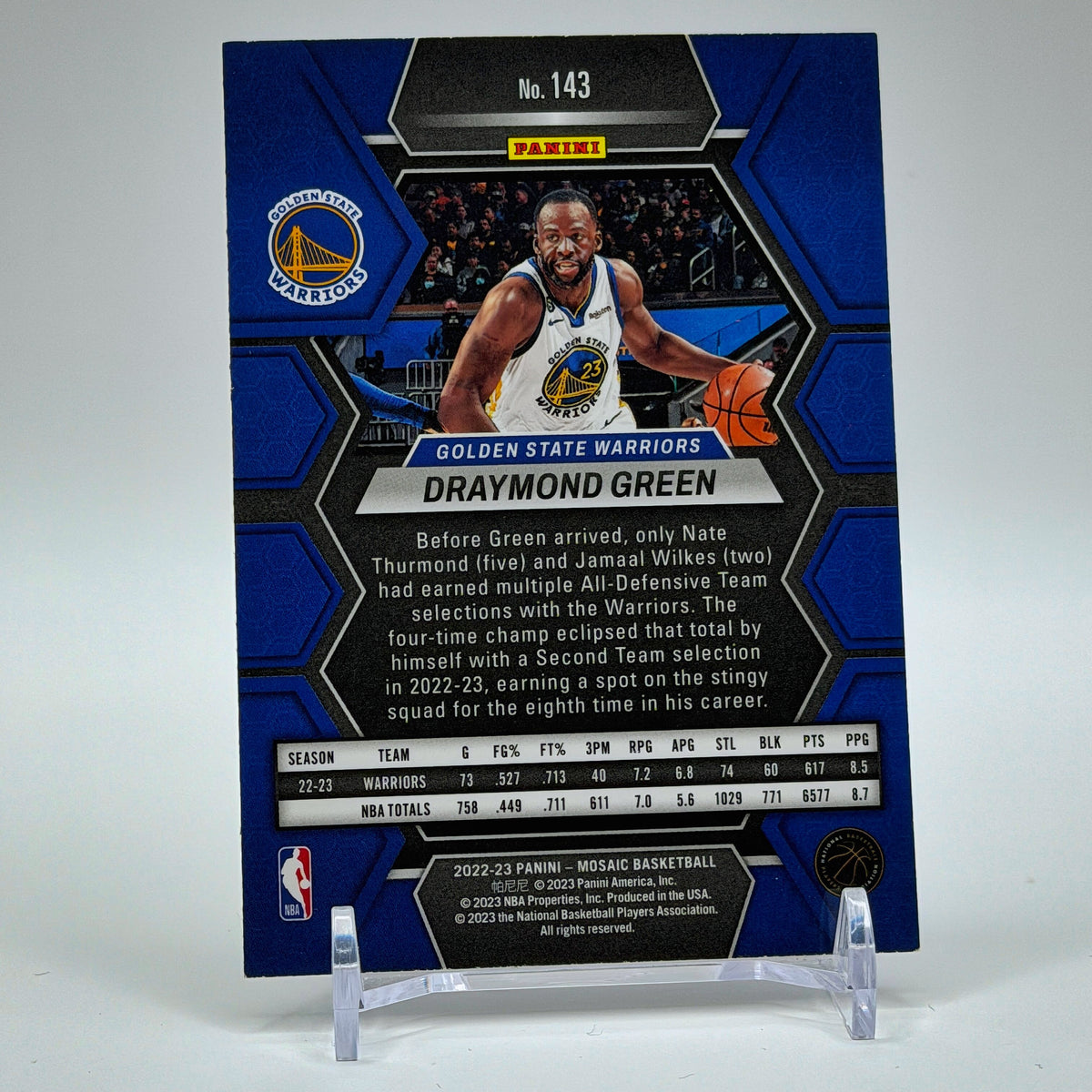 Draymond Green – 2022-23 Panini Mosaic Base #143 – Golden State Warriors - back