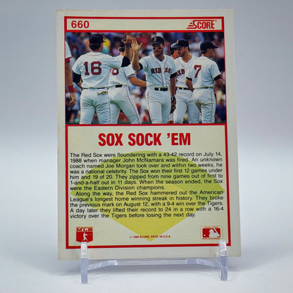 Boston Red Sox – 1989 Score 1988 Highlight Base #660 – Boston Red Sox - back