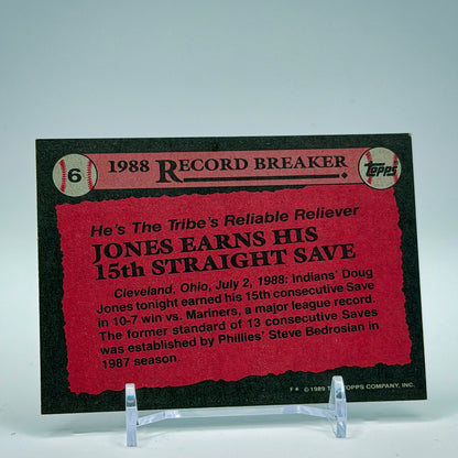 Doug Jones – 1989 Topps 1988 Record Breakers Base #6 – Cleveland Indians - back